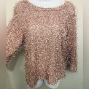 NWOT So It Is 3/4 Sleeve Pink Eyelash Top Sz Large